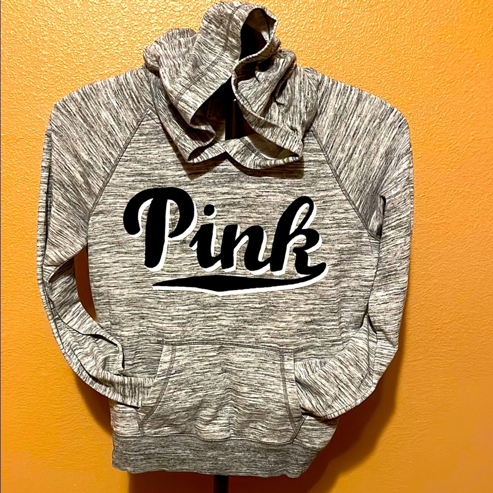 PINK Victoria's Secret Women's Heathered Gray Cowl Neck Sweater